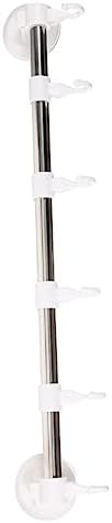 Wall Mount Adjustable Towel Rack with Hooks and Suction Cup