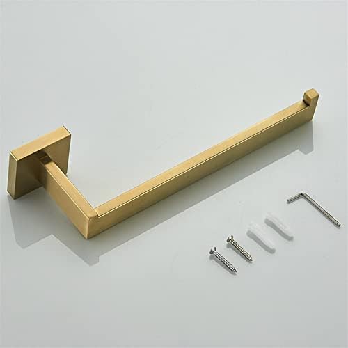 Bathroom Towel Rail - Brushed Gold Bar Rack with Tissue Holder