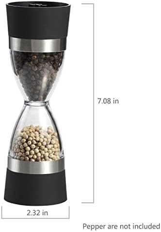 SAHKGYE Double Head Salt Pepper Mill Set with Ceramic Rotor Adjustable Coarseness