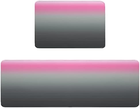 Carosoffe Grey Pink Kitchen Rugs Set