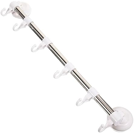 Adjustable Stainless Steel Bath Kitchen Towel Holder with 6 Hooks