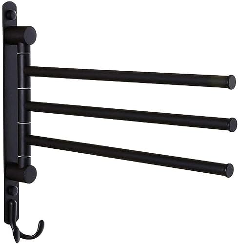 SilteD Modern Towel Bar with Three Hooks Black 29X35X303Cm