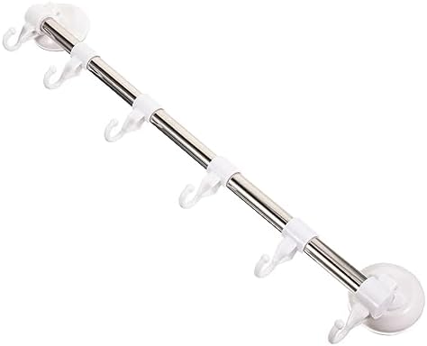 Space-Saving Suction Cup Towel Rack 6 Hooks Stainless Steel