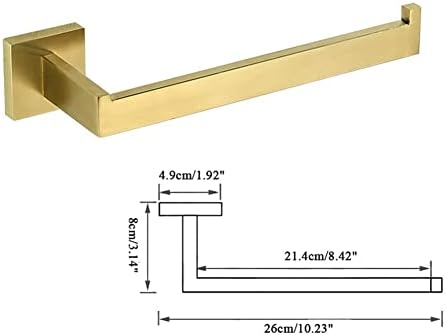 Bathroom Towel Rail - Brushed Gold Bar Rack with Tissue Holder
