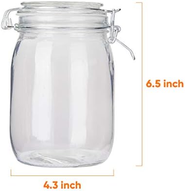 Flrolove 32oz Glass Canister Set of 4 with Hinged Lid