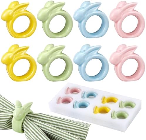 Easter bunny napkins rings 8-set for cloth napkins