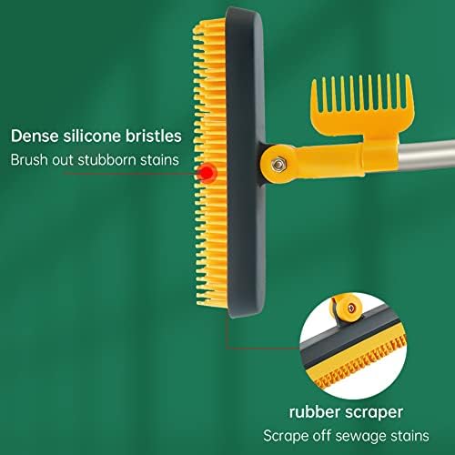 Ztexkee 3-in-1 Floor Scrub Brush with Stainless Steel Handle