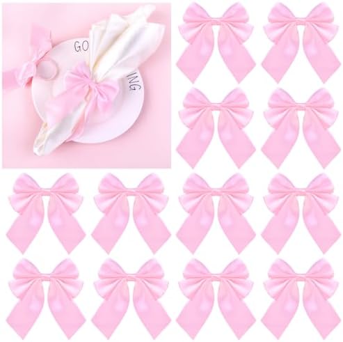 Napkin Ring Set of 12 Pink Bowknot Design