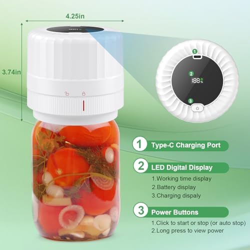 SelePow VP06 Mason Jar Vacuum Sealer Electric Cordless Handheld