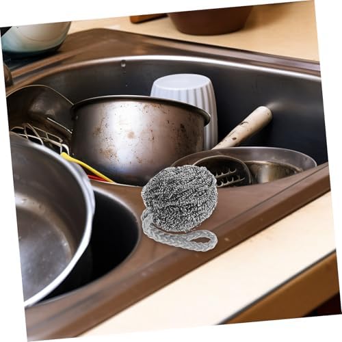 Stainless Steel Wok Scrubber Brush 2 Pack Kitchen Tool for Cleaning