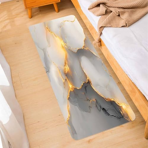Chucoco Kitchen Rugs Scratch-Resistant Area Runner with Gradient Marble Texture