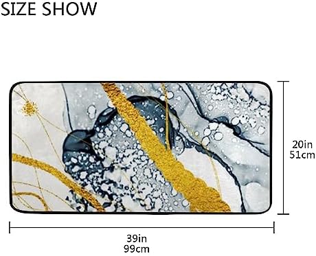 Hapuxt Long Kitchen Rugsicksy Liquid Gold Abstract Flowers Area Rug Non-Slip10