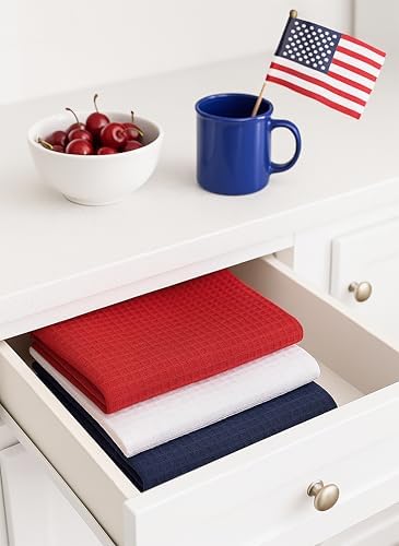 PurpleEssences 4th of July Waffle Weave Kitchen Towels 15x25 100 Cotton 6_pack
