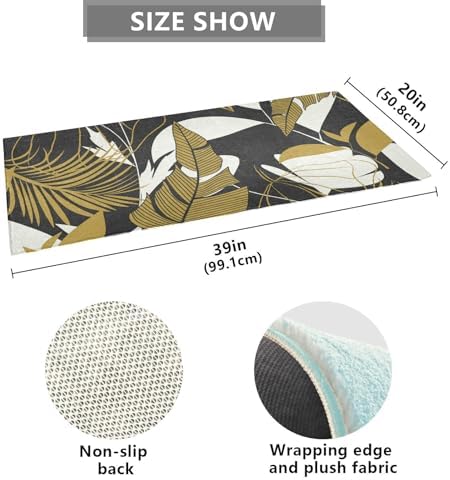 Tropical Leaves Kitchen Mat 39 x 20 Inch Anti-Slip