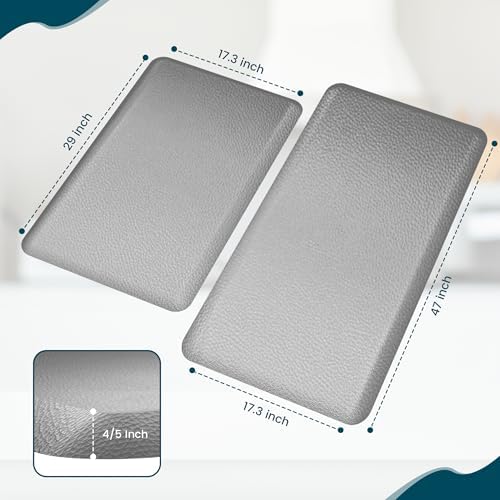 Caracal Cove Kitchen Mats 173x28 and 173x47 Grey Anti-Slip Non-Slip Set