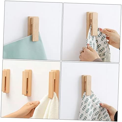Rustic Wood Towel Hook for Bathroom Kitchen Wall-Mounted Space-Saving
