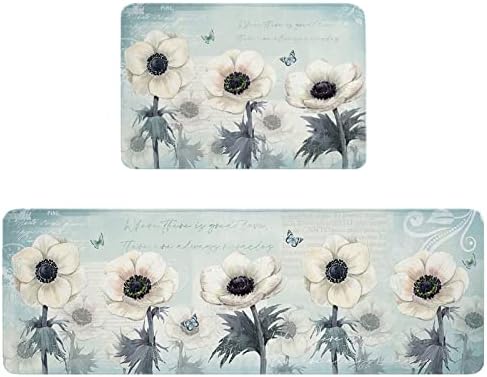 Carosoffe Spring Floral Kitchen Rugs Soft Non-Slip Absorbent