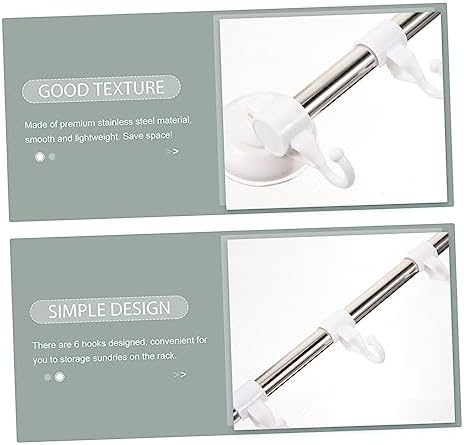 Adjustable Stainless Steel Bath Kitchen Towel Holder with 6 Hooks