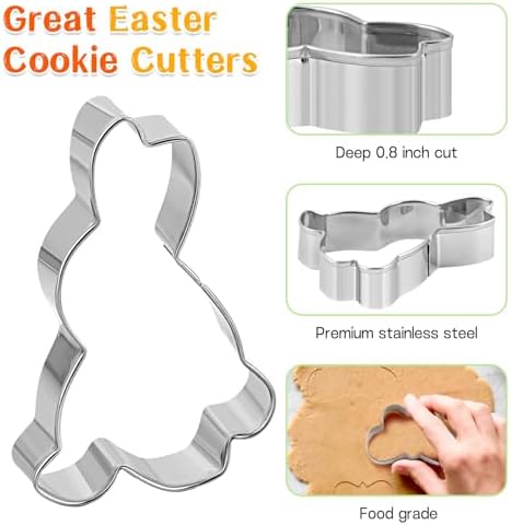 12Pcs Easter Cookie Cutters Set Stainless Steel