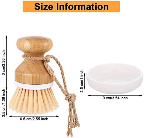 Bamboo Scrub brush set 3 withHolder Durable Kitchen tools