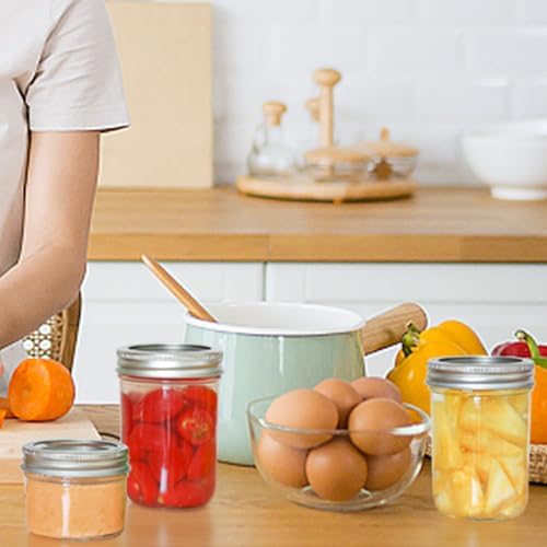 PRETYZOOM 6pcs Transparent Mason Jars with Aluminum Lids for Food Storage