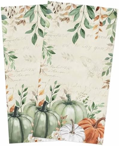 Sage Green Fall Pumpkins Kitchen Towels