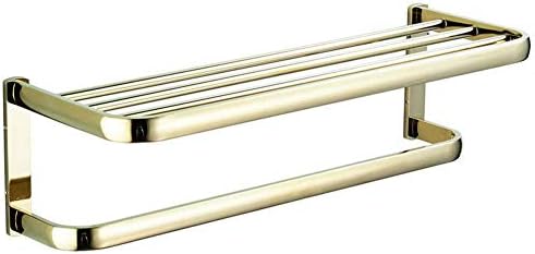 Simple Towel Rack Double Bathroom Shelf Brass Gold Easy to Install