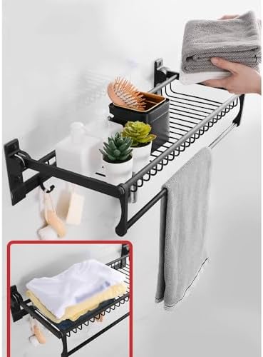 60cm Wall-Mounted Aluminum Towel Rack Towel Holder Bathroom Organizer