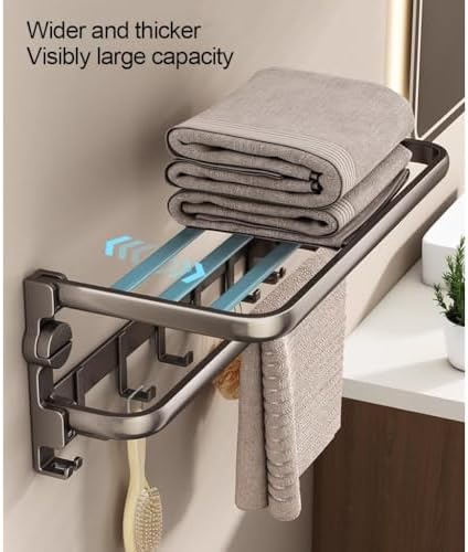Space Aluminum Towel Shelf Suction Cup Wall-Mounted Bathroom Organizer