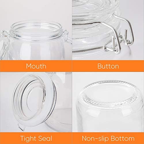 Flrolove 32oz Glass Canister Set of 4 with Hinged Lid