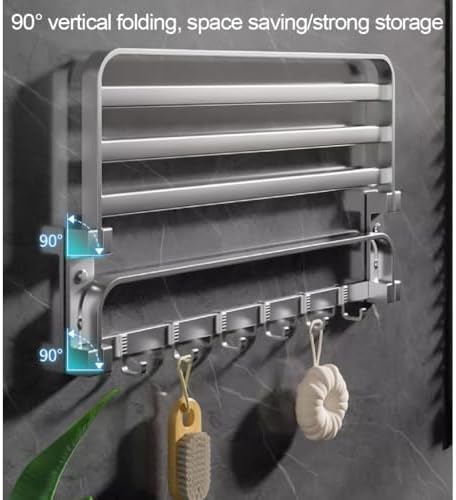 Bright Silver Folding Towel Rack Space Aluminum Wall Mounted