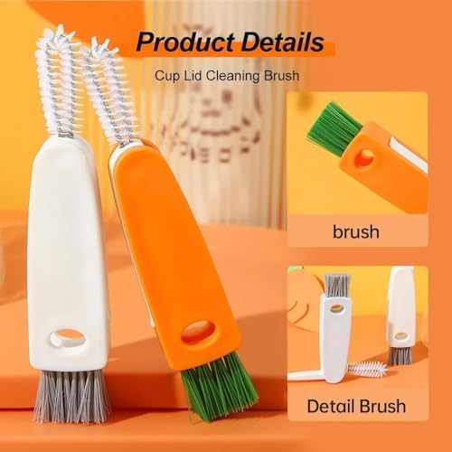 3-in-1 Cup Lid Gap Cleaning Brush for Baby Bottles Sports Cups More