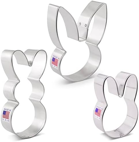 Easter Bunny Cookie Cutters 3-Piece Set Made in USA
