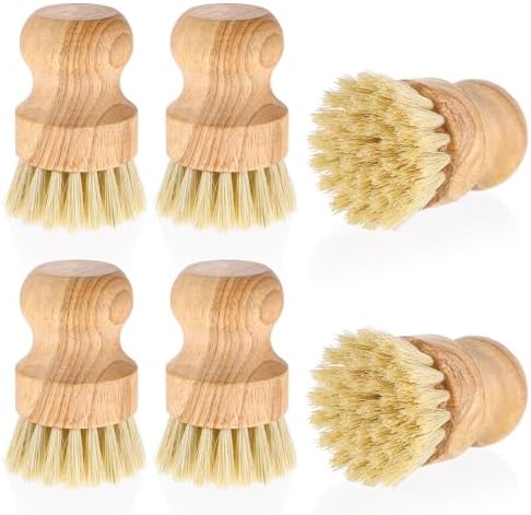 6Pack Bamboo Dish Scrub brushes Kitchen Cleaning Set