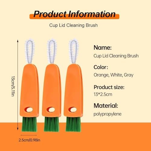3-in-1 Cup Lid Gap Cleaning Brush for Baby Bottles Sports Cups More