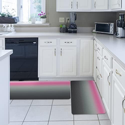 Carosoffe Grey Pink Kitchen Rugs Set