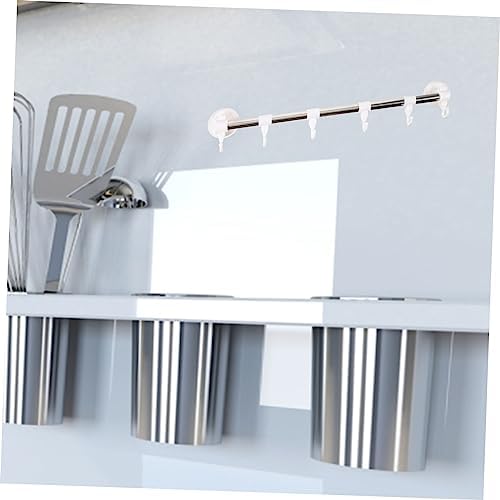 Space-Saving Suction Cup Towel Rack 6 Hooks Stainless Steel