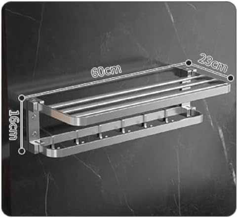 Bright Silver Folding Towel Rack Space Aluminum Wall Mounted