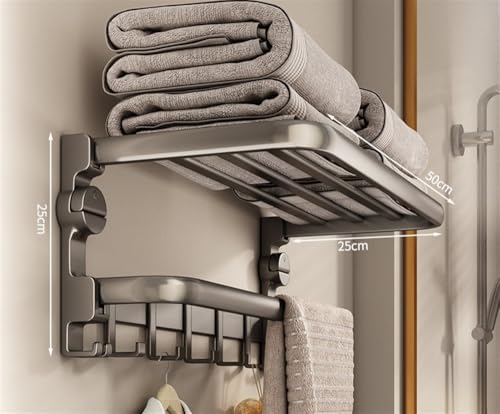 Space Aluminum Towel Shelf Suction Cup Wall-Mounted Bathroom Organizer