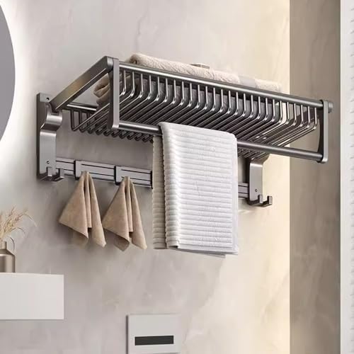 60cm Wall-Mounted Aluminum Towel Rack Towel Holder Bathroom Organizer