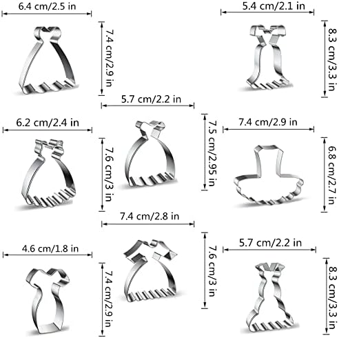 8 Piece Dress Cookie Cutter Set Stainless Steel