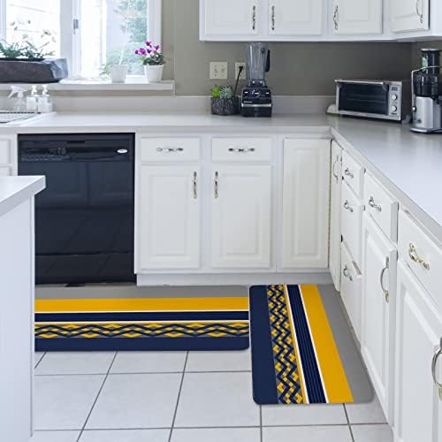 Cozy Kitchen Rugs 2-Piece Set with Geometric Patterns Non-Slip Absorbent