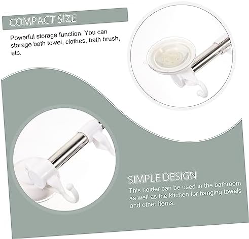 Wall Mount Adjustable Towel Rack with Hooks and Suction Cup