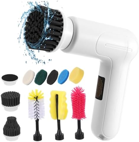 Chargeable Scrubber Kitchen Bathroom Cleaner - Replaceable Brush Heads PORTABLE Design