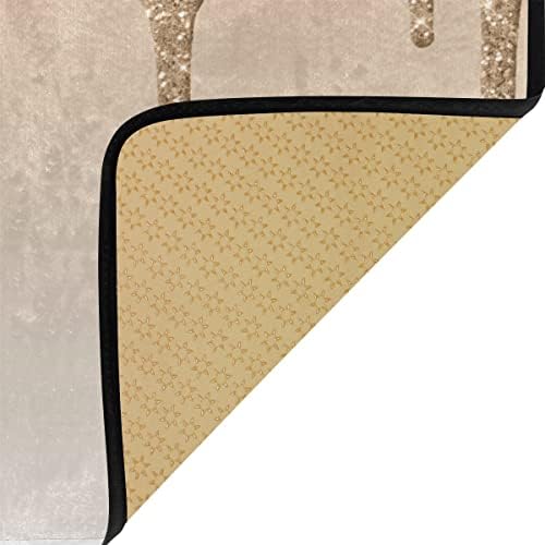 Aslsiy Dripping Brown Glitter Kitchen Rug 39x20