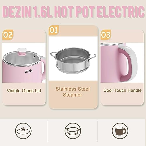 Dezin Electric Pot with Steamer 16L Stainless Steel Keep Warm Temperature Control