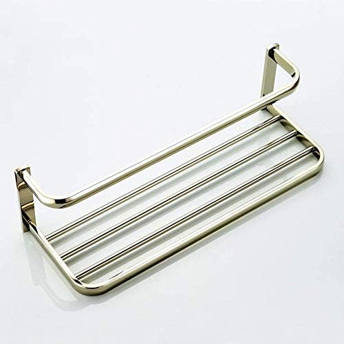 Simple Towel Rack Double Bathroom Shelf Brass Gold Easy to Install