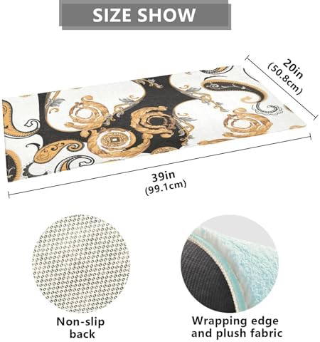Adornlife Baroque Kitchen Mat 39x20 Inch Non-Slip Comfort Standing Rug