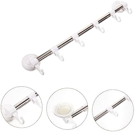 Wall Mount Adjustable Towel Rack with Hooks and Suction Cup