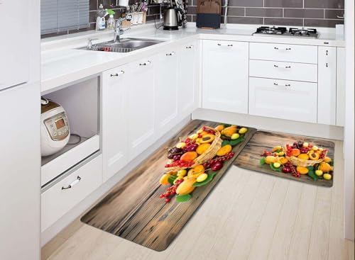 Fullentiart Kitchen Rugs and Mats 2 Pieces Non-Slip Washable